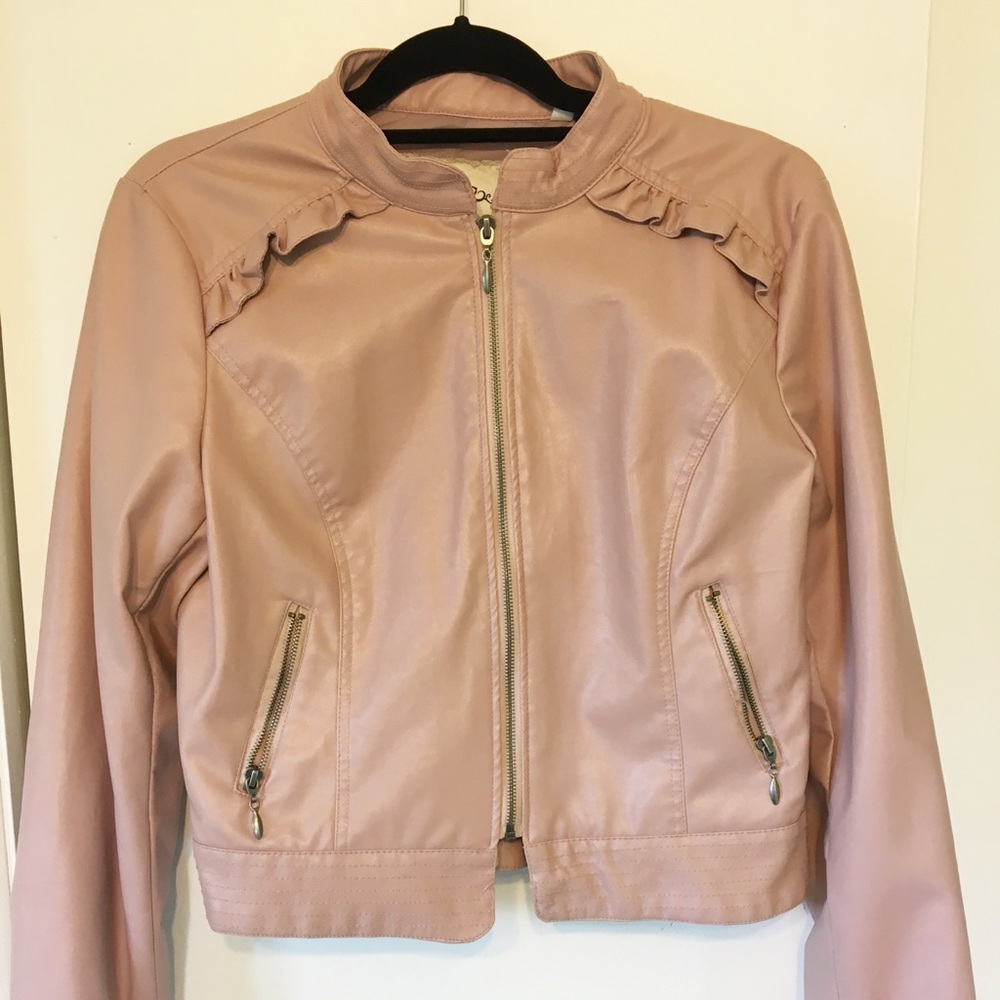 XL Cropped Pink Faux Leather Jacket by Heart Soul